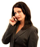 Woman talking on telephone